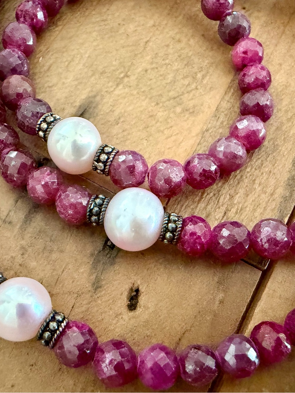 DGS TURKEY OTTOMAN-STYLE STERLING SILVER GEMSTONE BEAD & CULTURED PEARL NECKLACE